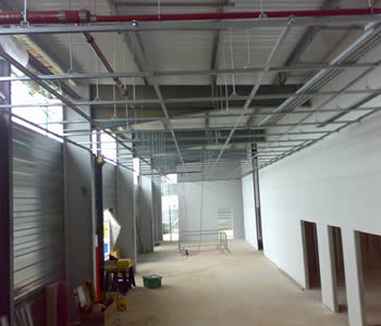 Steel channel sections used as ceiling grid
